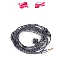 Braided Silver-Plated OFC Earphone Cable with Microphone - Tangle-Free Design