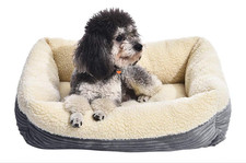 24-Inch Machine Washable Self Warming Pet Bed For Cat or Dog, Rectangle, Grey