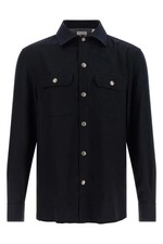 BRUNELLO CUCINELLI 1950 Virgin Wool Navy Blue Overshirt New Authentic