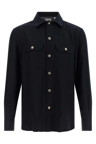 BRUNELLO CUCINELLI $1950 Virgin Wool Navy Blue Overshirt New & Authentic