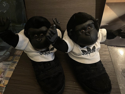 RARE Jeremy Scott Gorilla Black High Top Fur Animal JS Sneakers SIZE 13.5