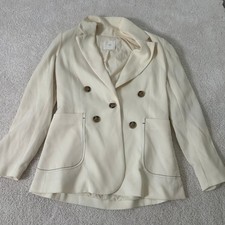 a loves a Women's Blazer Jacket Size M Cream Polyester Rayon Blend Outerwear