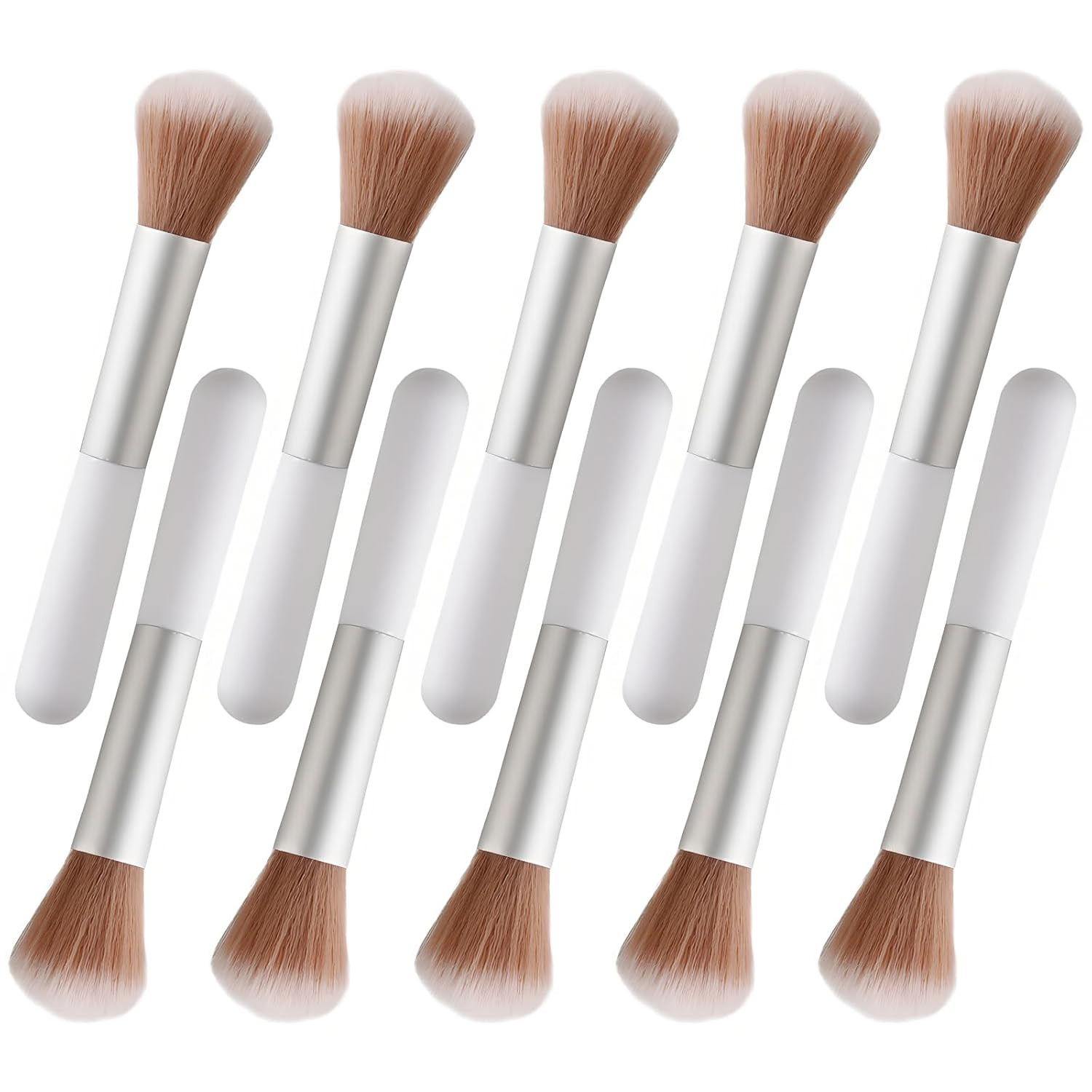 10-Piece Set Fluffy Beauty Makeup Brushes, Portable Blending Brushes Silver