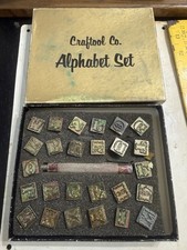 Craftool 8130 1/2in Alphabet Leather Stamp Set Letter Metal Old Vintage Orig Box