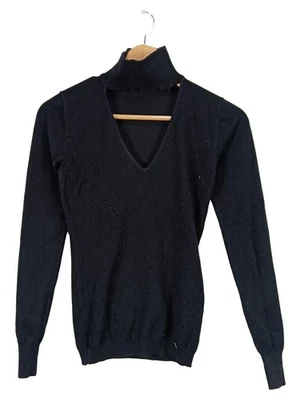 GUESS Pull Femme Noir Col Roulé Ajouré Mode Viscose (EU 34, INT XS) - Photo 1/4