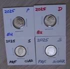 2025 ROOSEVELT Dimes P&D (BU) S CLAD (Proof) S SILVER (Proof) from US Mint sets