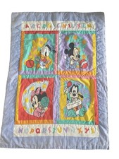 Vintage Disney Baby Mickey Minnie Mouse Donald Goofy ABC Quilt Crib Blanket