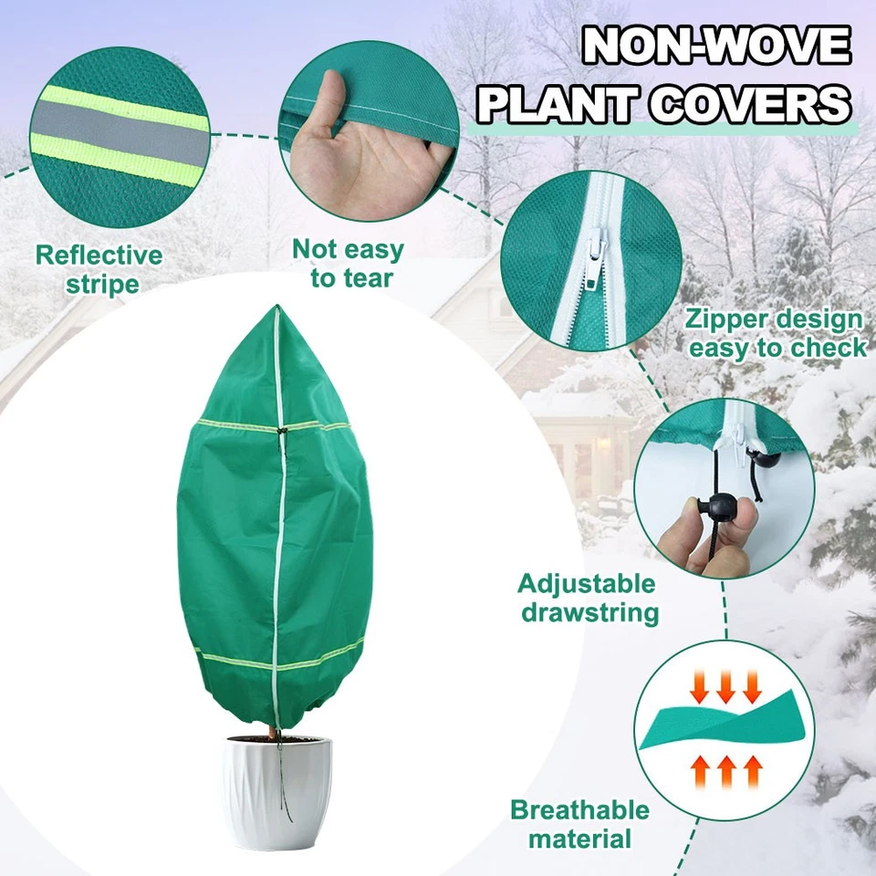 4 многоразовых зимних чехла для растений защита от замораживания кустарник дерево мороз сумка на шнурке - Изображение 3 из 4