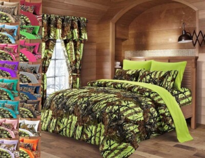CAL KING LIME CAMO!!! PC COMFORTER MICROFIBER WOODS CAMOUFLAGE BLANKET