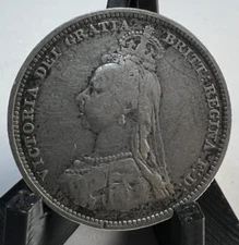 1887 Great Britain, United Kingdom, England, Silver Shilling, Victoria KM# 761