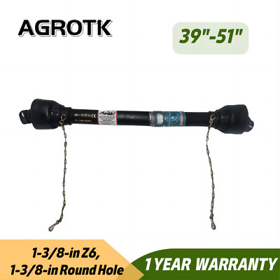 AGT 39''-51'' PTO Shaft PTO Driveshaft 1-3/8'' 6 Spline End & Round End for Tractor