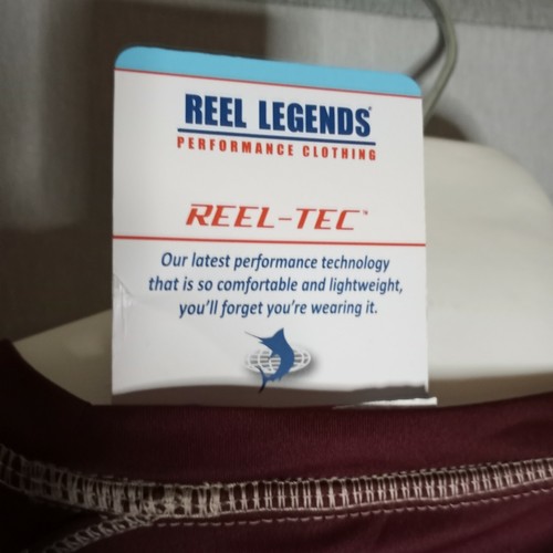 Reel Legends Shirt Men's Size M Burgundy/Tan Reel-Tee Performance Fishing - Picture 7 of 8