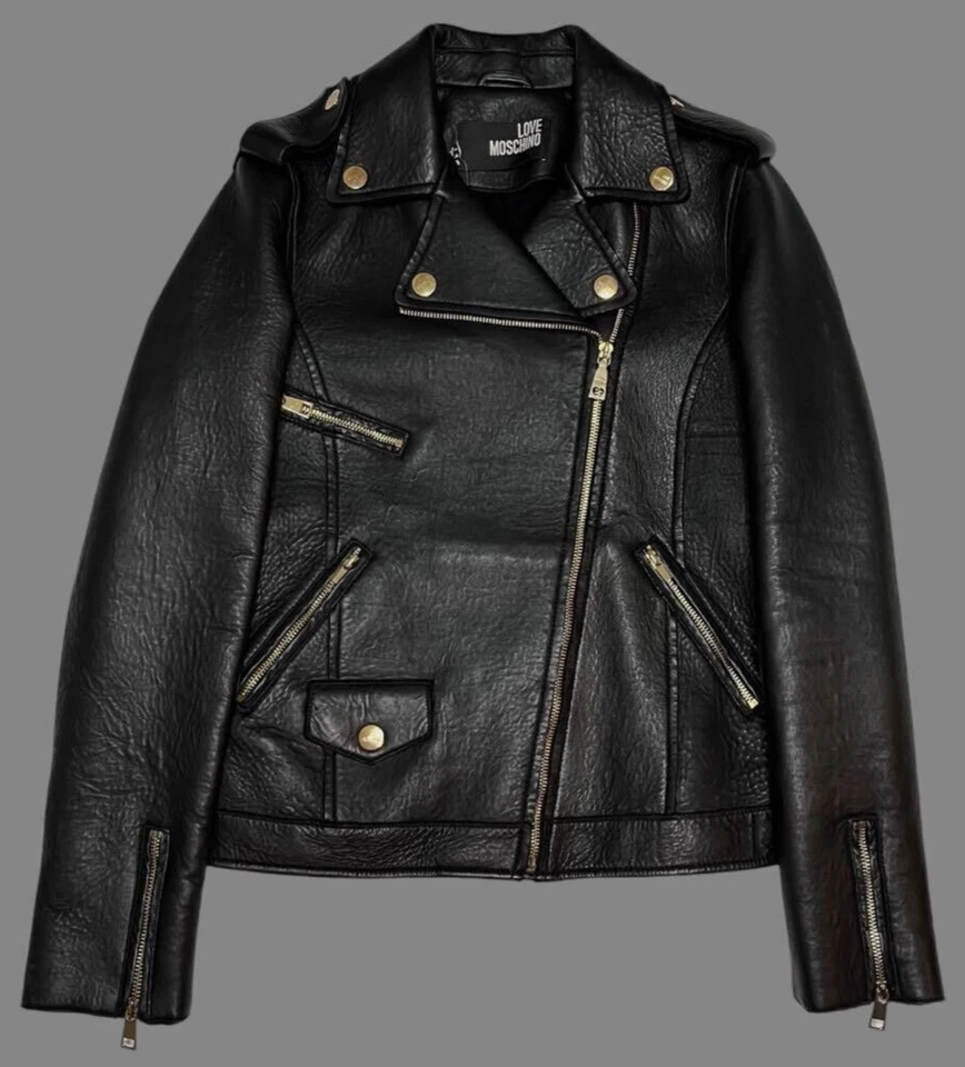 Chaqueta de jinete LOVE MOSCHINO tela de araña piel de oveja Foto 2 de 4