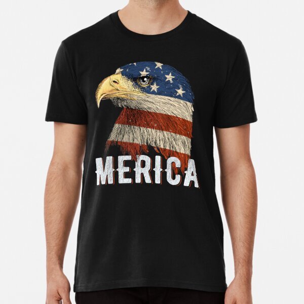 Merica Eagle 4th of July American Flag Premium T-Shirt S-5XL