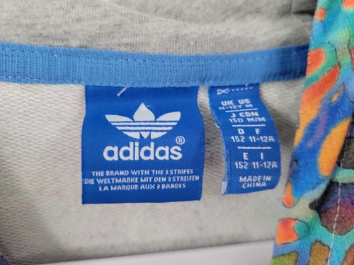 Adidas Youth Pullover Hoodie Size Medium Psychedelic Tiedye Trefoil Sweatshirt - Picture 12 of 12