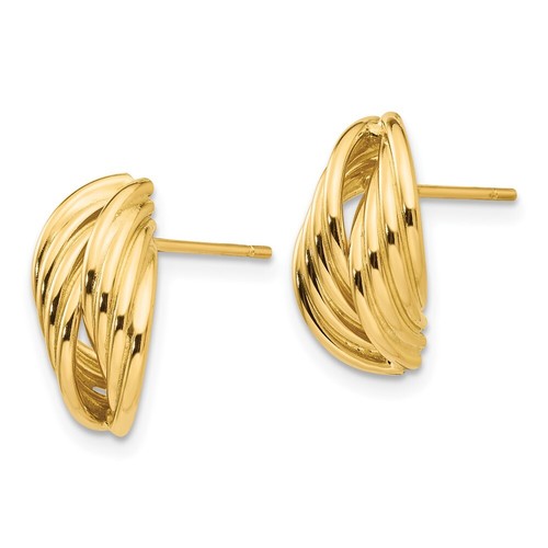 14mm 14K Yellow Gold Polished Fancy Stud Post Earrings Z362 - 第 2/5 張圖片