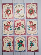 9 Retro Style Christmas~Handmade~Pocket Letter Cards~Scrapbooks~Journals~Crafts