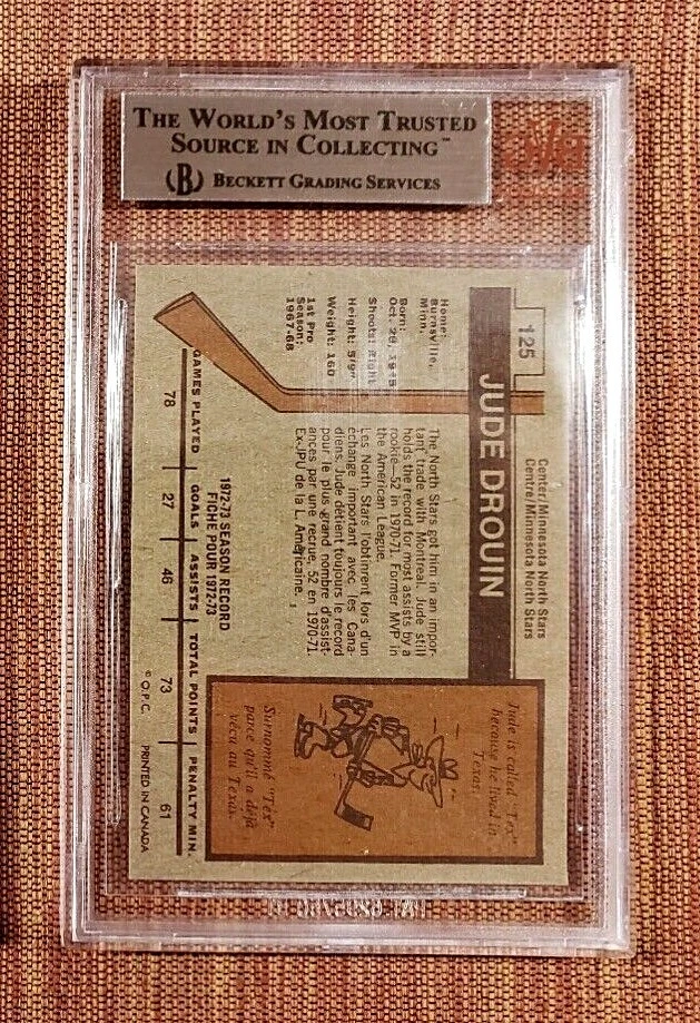 1973 O-Pee-Chee #125 Jude Drouin North Stars Original Hockey Card BVG9 Mint Pop1 - Image 2 of 2