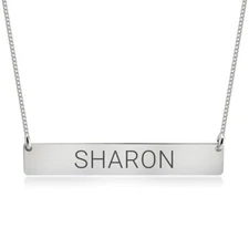 Rectangle Bar Name Necklace - Silver 925 Custom Engraved Gift  - ONecklace ®
