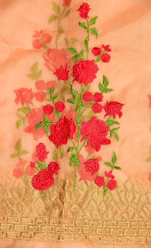 Bufanda larga india vintage Dupatta flor Zari bordado a mano tejido velo estola - Imagen 4 de 9