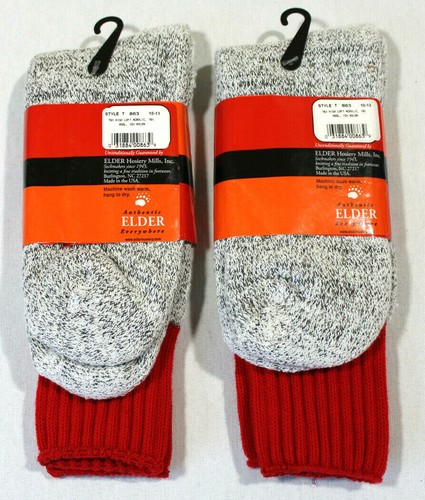 NEW 2 Pair Men’s Authentic Elder Thermal Wool Blend Socks US Size 10-13 Red/Gray - Picture 2 of 2