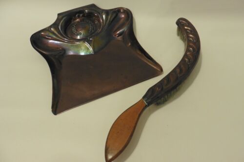 Art Nouveau Copper Crumb Tray & Brush - Joseph Sankey & Sons Rd No. 381304 - Picture 1 of 9