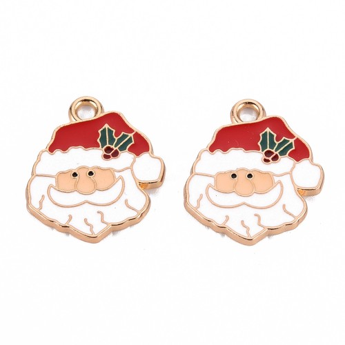10 colgantes artesanales de esmalte de aleación ecológica para Navidad sin níquel de Santa Claus - Imagen 2 de 3