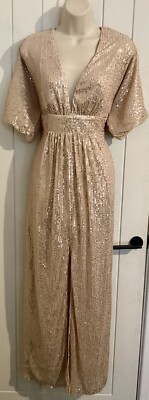 Wunderschönes Neu Pailletten Abendkleid Gr. 16 Hochzeit Party Cocktails Anlass