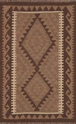 Geometric Kilim Rugs Wool Traditional Kelim Carpets 3x4 ft
