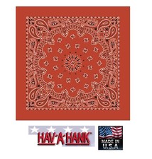 12-Hav-A-Hank Terracotta Burnt Orange Paisley BANDANA Face Mask Neck Scarf Head