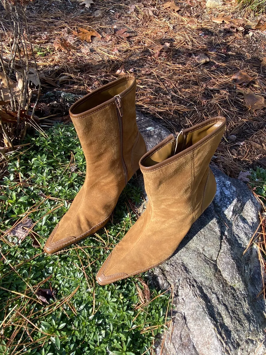 Audrey Brooke THERESA 2 Tan Suede Mid Calf Side Zip Boots Women's size 8 M  | eBay