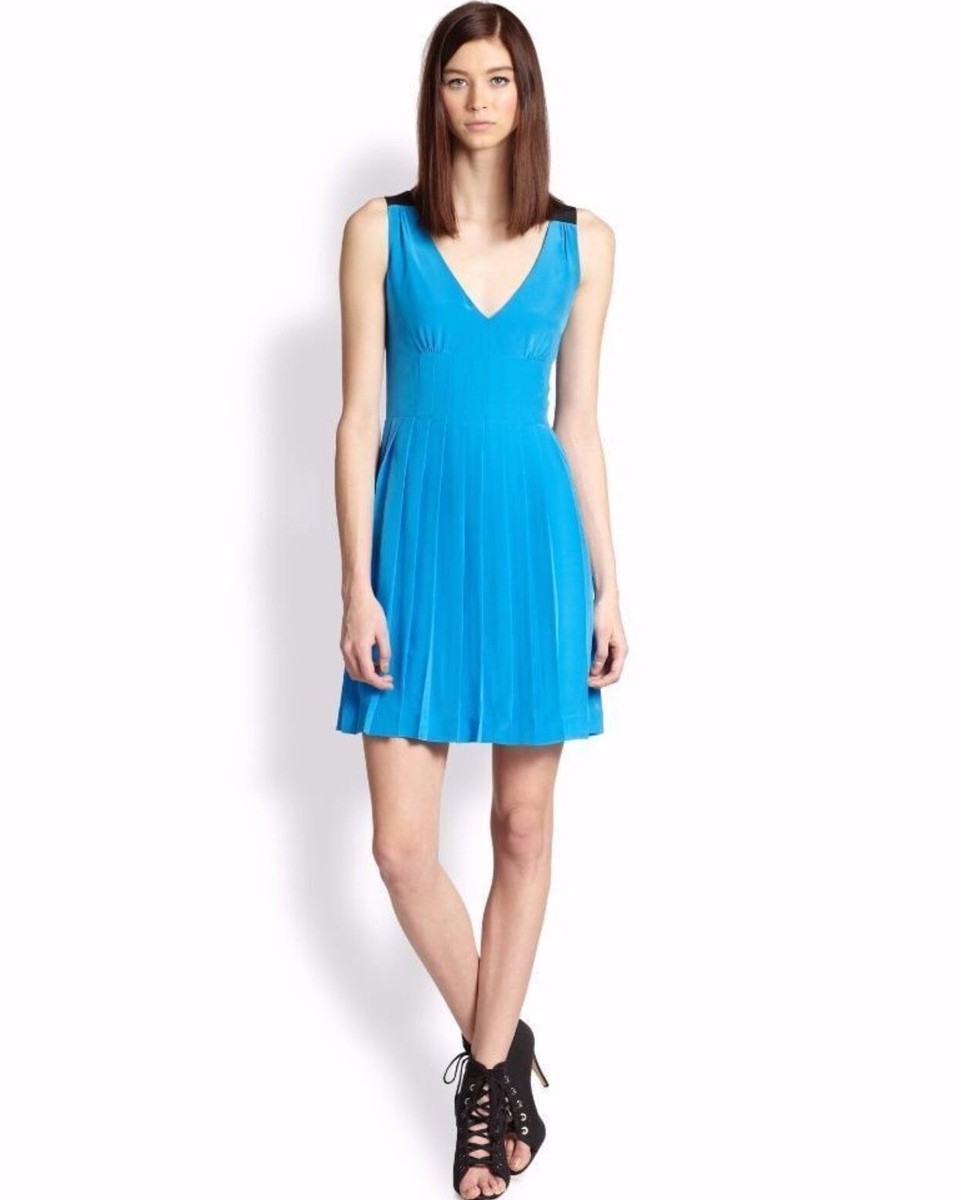 Marc Jacobs 'Frances' Blue Silk Pleated Flare Party Dress Sz 6 $378 *776 |  eBay