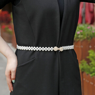 High elasticity Belt For Ladies Clothes Buckle Fashion Waist Belts Pearl Belt
