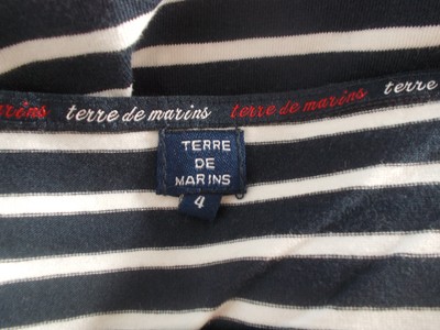 Robe Tunique Courte Style Marin Terre De Marins – Taille 4 (42/44) – Blanc Rayé Bleu – Coton Stretch – Occasion Très Bon état