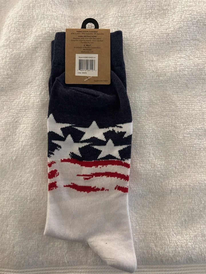 Calcetines Patriota Para Hombre K Bell Novedad, Bandera Americana, 1 Par Foto 3 de 4