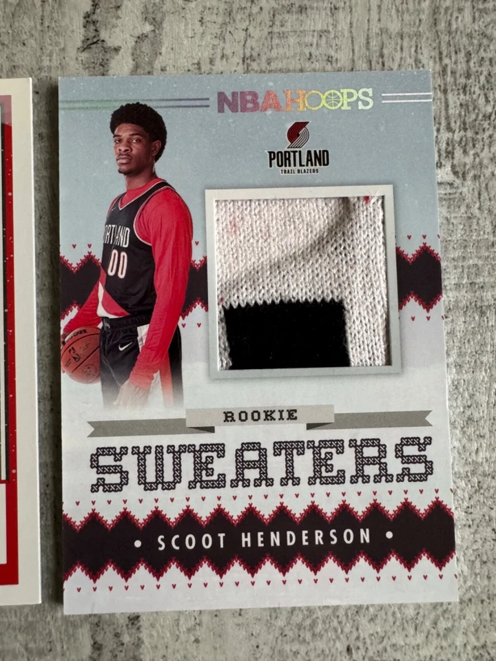 2023-24 NBA Hoops Scoot Henderson Rookie Sweaters Relic RSW-SCO & base RC 232 - Image 3 of 4