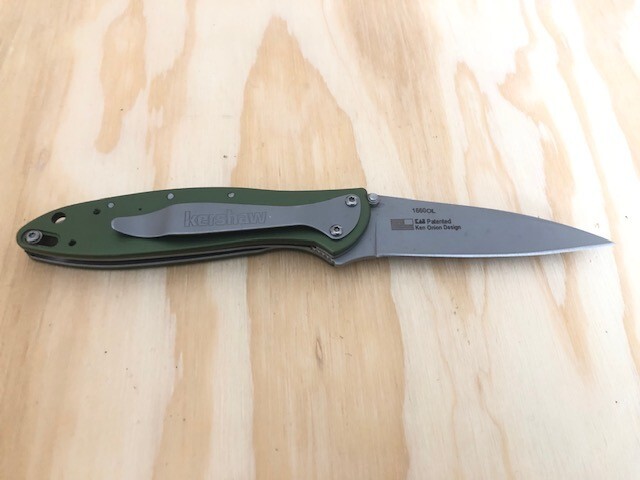 Kershaw-1660OL-leek spring assisted linerlock pocket knife GREEN&mdash;Great Condition