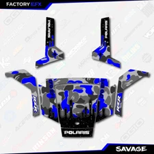 Gray & Blue Savage Camo Graphics kit fits Polaris Rzr170 RZR 170 2010-2021