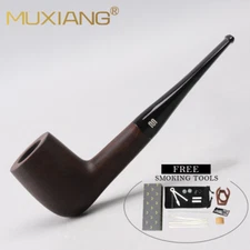 Ebony Tobacco Pipe Handmade Straight Stems Wooden Smoking Pipe Free Accessories