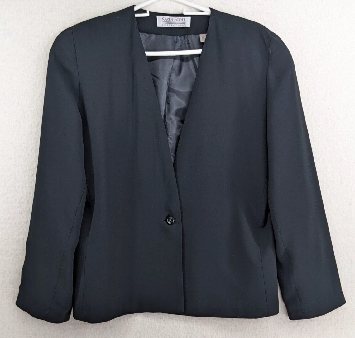 Costume Tailleur Karen Scott - Veste Taille 8, Jupe Taille 10 - Couleur Beige Doublé - Occasion Très Bon état