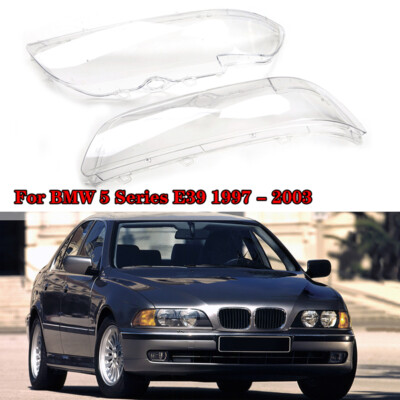 2X Fits 1996~03 BMW E39 Facelift 528i 540i 525d Clear Headlight Lens Cover Shell