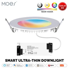 MOES ZigBee Smart LED Downlight Dimmable Ultrathin Spot Lamp Bulb 4.7" 6W RGB CW