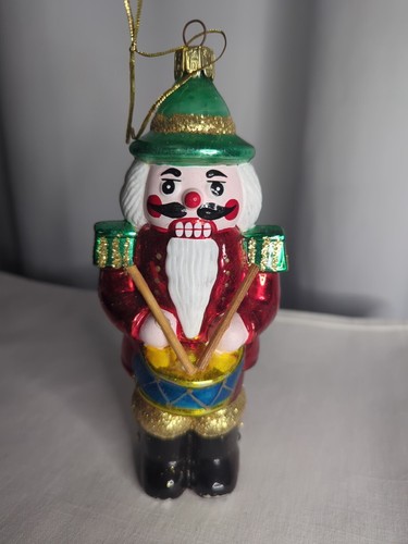 Vintage Babbo Natale miglior stile europeo vetro soffiato a mano decorazione natalizia batterista - Foto 3 di 12