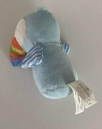Nat & Jules Plush Blue Stuffed Bird Toucan Soft Baby Toy Stripes Rattle - Picture 2 of 3