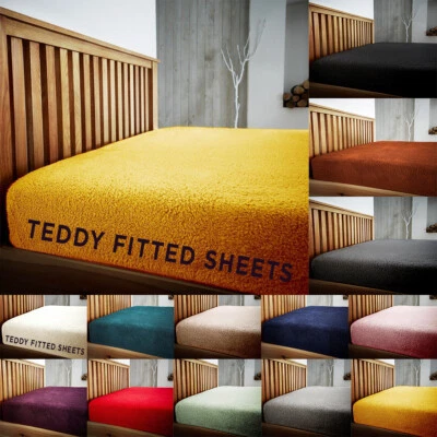 Teddy Bear Fleece Fitted Bed Sheet Soft Warm & Cosy Bedding All Sizes Free P&P