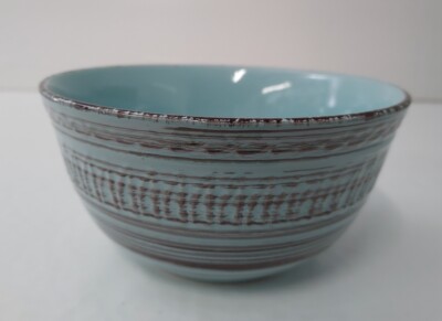 Home Essentials Cosenza Cereal Bowl Turquoise Aqua & Brown Replacement NEW