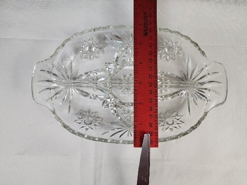 "Plato de delicia para servir Anchor Hocking Prescot Star Of David dividido 10" década de 1960 🙂 - Imagen 10 de 14