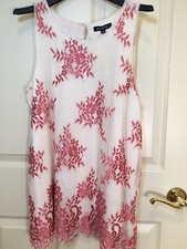 NWT MaxEdition SzL Mesh Lace Pink Grapefruit/Cream Scalloped Hem Sleeveless