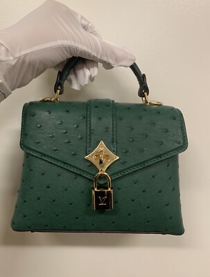 Green Rose Des Vents mini ostrich purse Louis Vuitton NIB 100