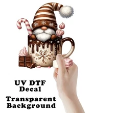 Brown Hot Cocoa Gnome UV DTF Transparent Sticker / Decal